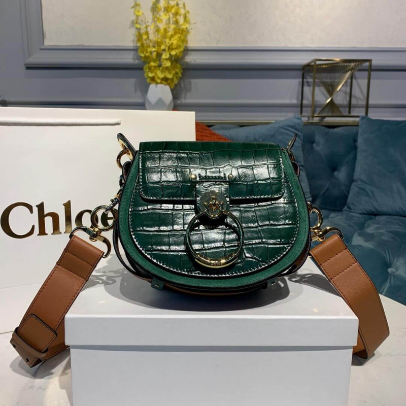 Chloe Small Tess Bag In Embossed Croco A876