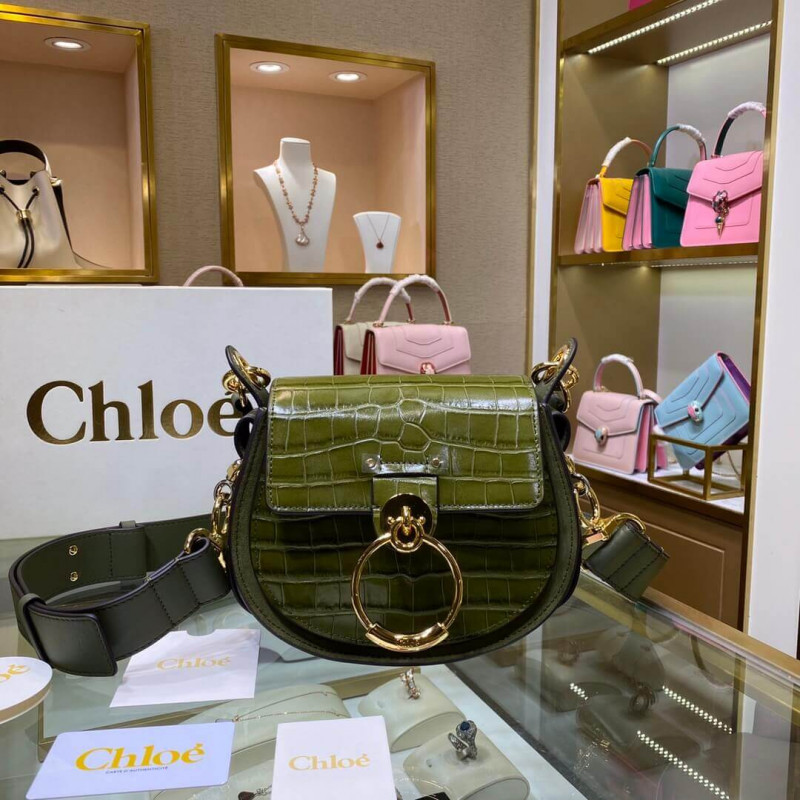Chloe Small Tess Bag In Embossed Croco A876