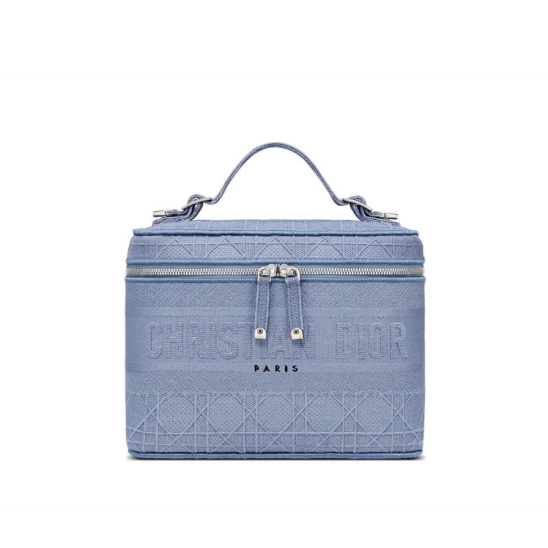 Dior Travel Vanity Case Denim Cannage Embroidery S5480