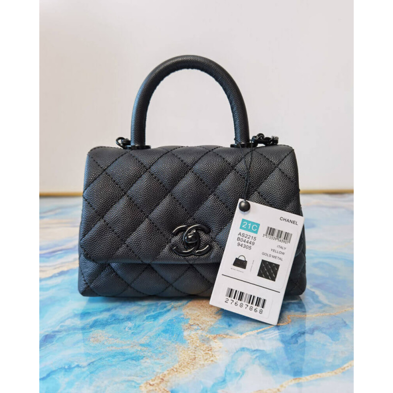 Chanel Mini Coco Handle Ultra Matte Bag in Grained Calfskin AS2215