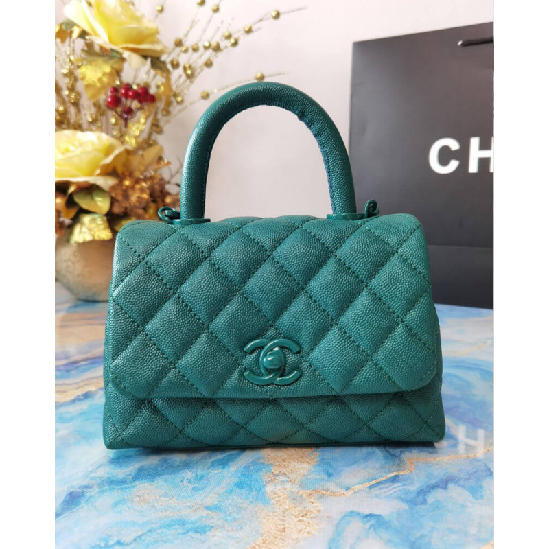 Chanel Mini Coco Handle Ultra Matte Bag in Grained Calfskin AS2215