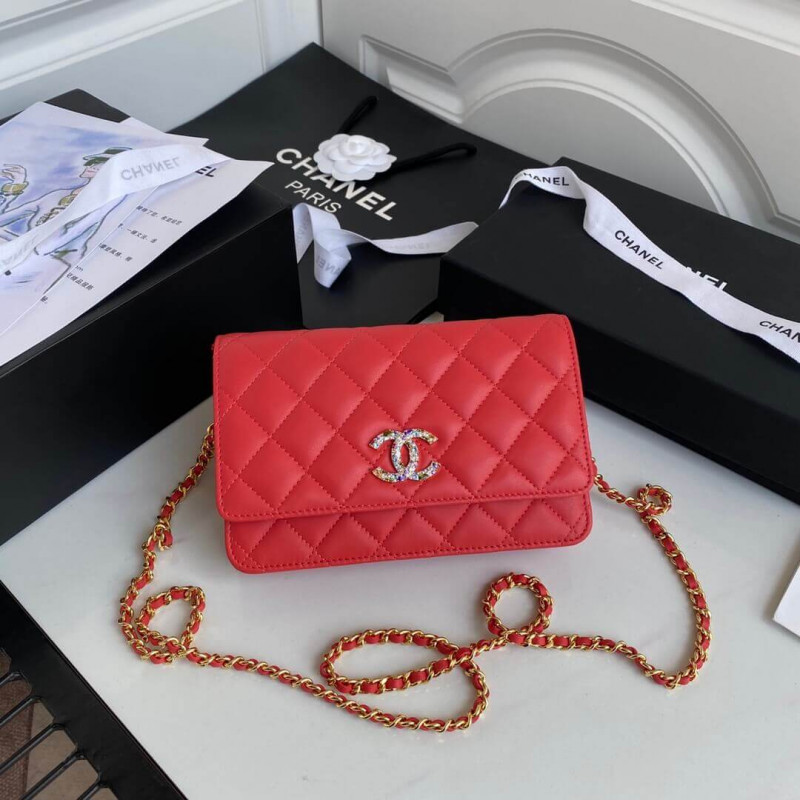 Chanel Zirconium Crystal CC Logo Wallet on Chain AP1943