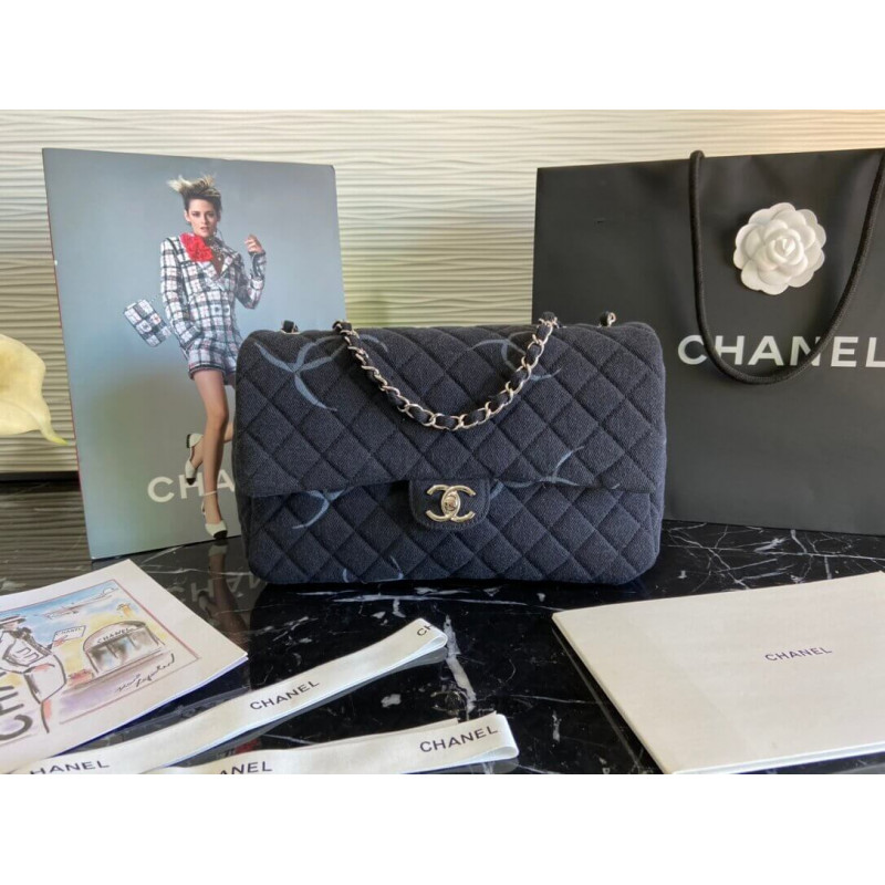 Chanel Denim Classic Flap Jumbo Large Bag AS2072