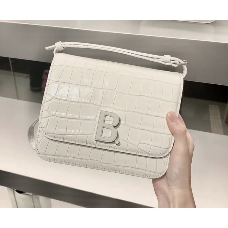 Balenciaga B Small Croc-effect Leather Shoulder Bag