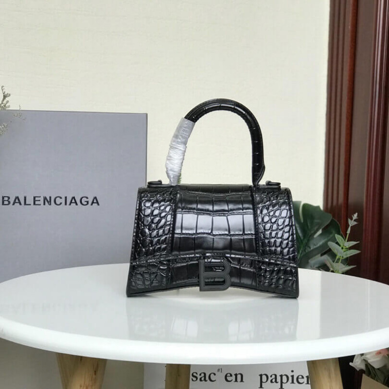 Balenciaga Hourglass XS Croc-Effect Leather Tote