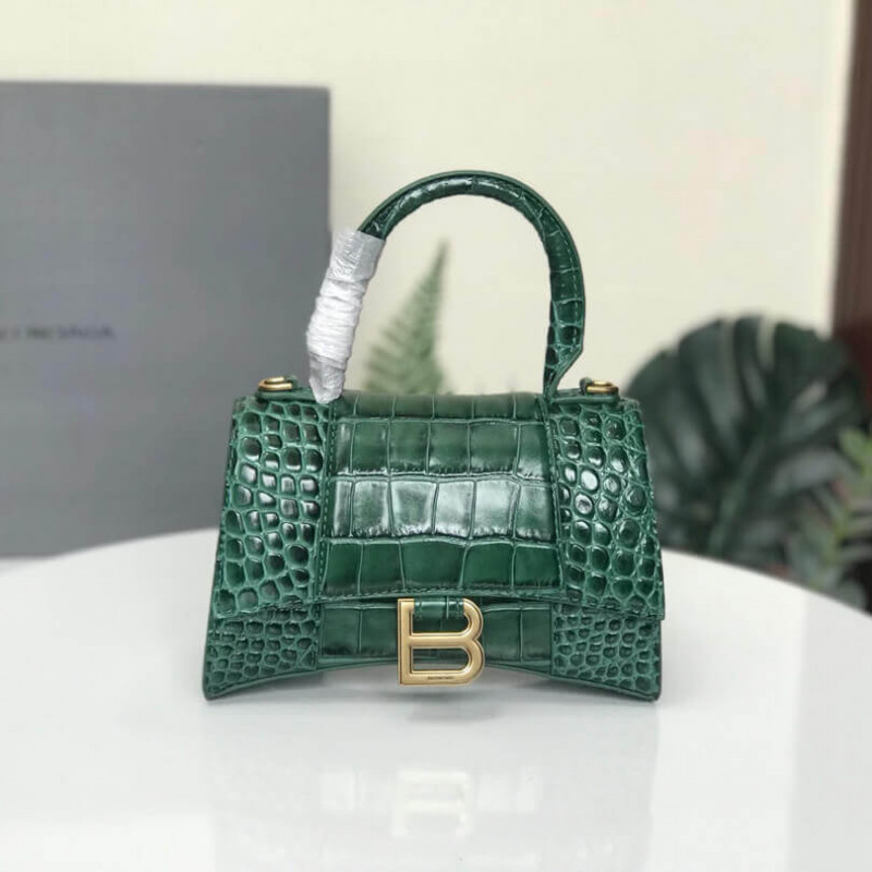 Balenciaga Hourglass XS Croc-Effect Leather Tote