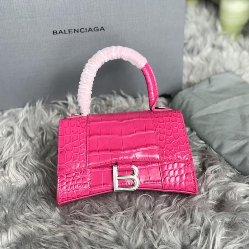 Balenciaga Hourglass XS Croc-Effect Leather Tote