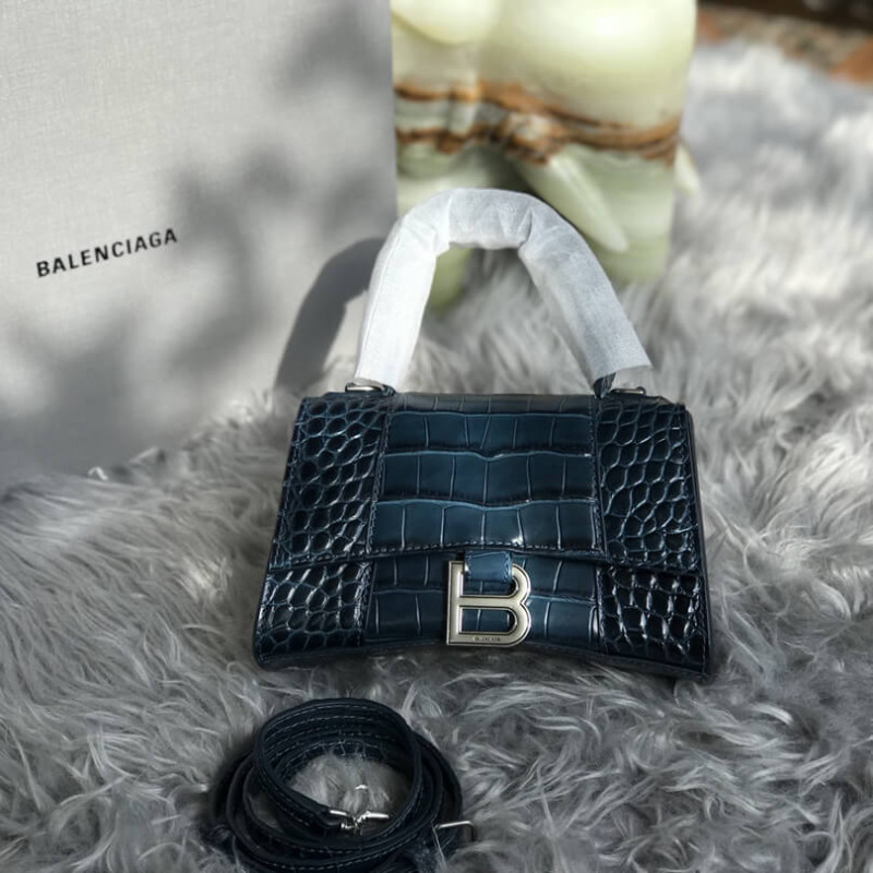 Balenciaga Hourglass XS Croc-Effect Leather Tote