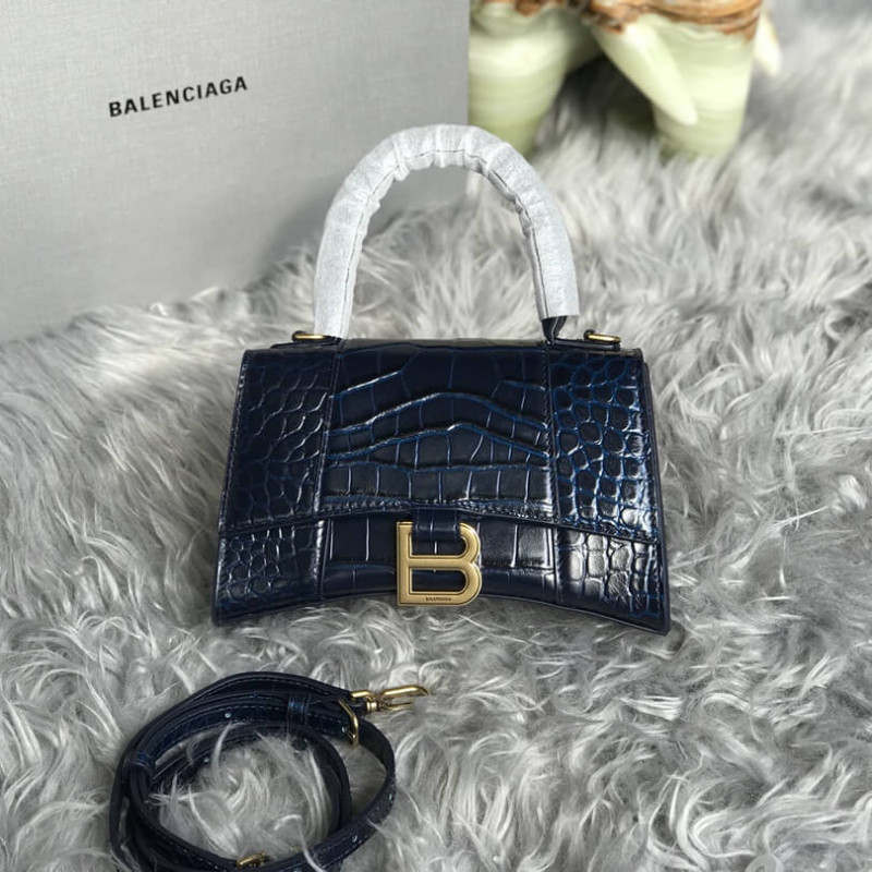 Balenciaga Hourglass XS Croc-Effect Leather Tote