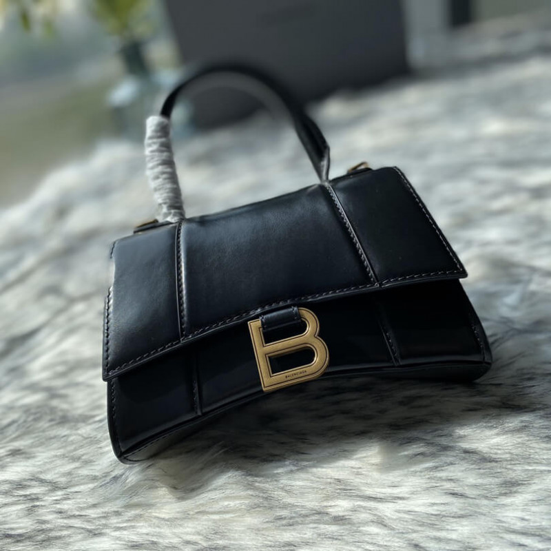 Balenciaga Hourglass XS Shiny Box Calfskin Tote