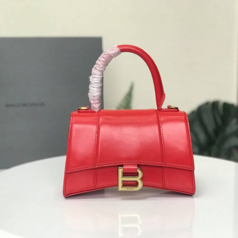 Balenciaga Hourglass XS Shiny Box Calfskin Tote