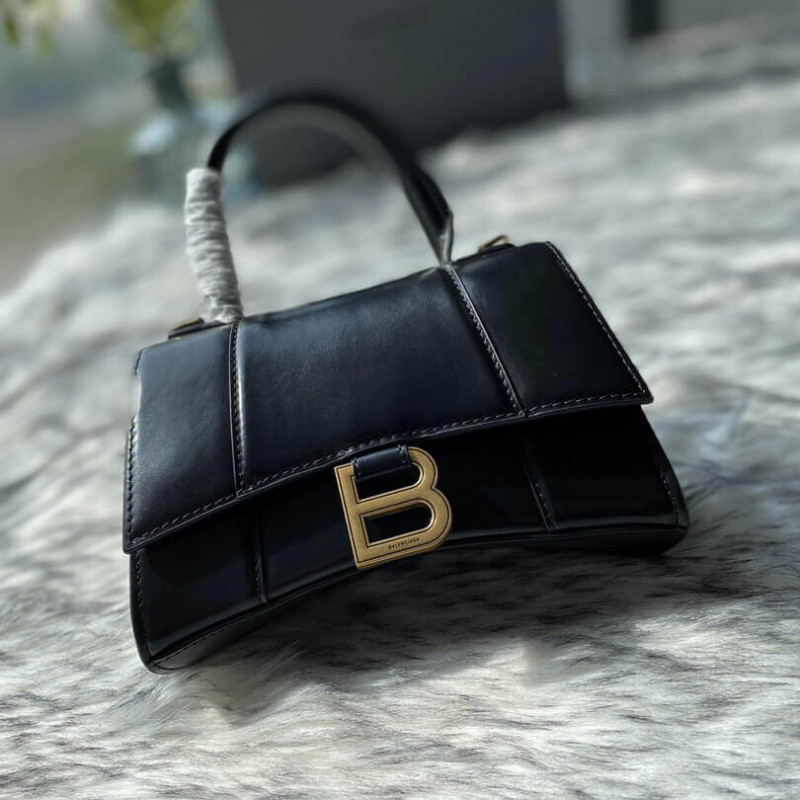 Balenciaga Hourglass S Shiny Box Calfskin Tote