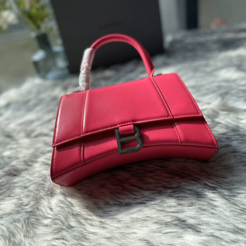 Balenciaga Hourglass S Shiny Box Calfskin Tote