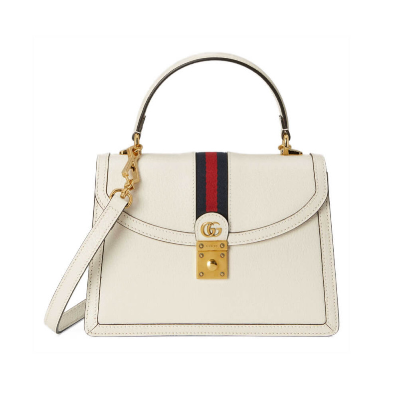 Gucci Ophidia Leather Small Top Handle Bag With Web 651055