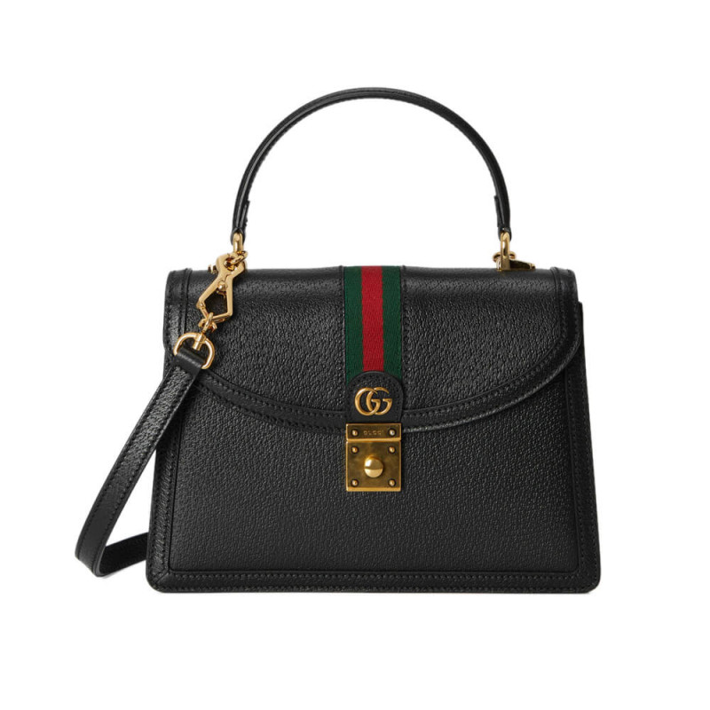 Gucci Ophidia Leather Small Top Handle Bag With Web 651055