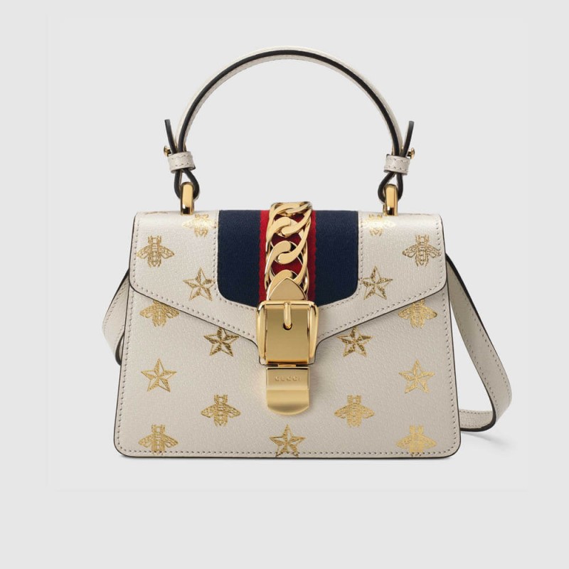 Gucci Sylvie Bee Star Mini Leather Bag 470270