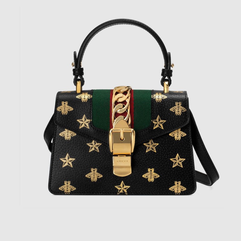 Gucci Sylvie Bee Star Mini Leather Bag 470270