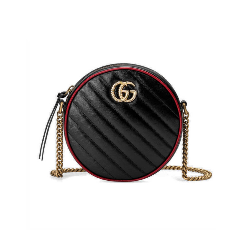 Gucci GG Marmont Mini Round Shoulder Bag 550154 Black