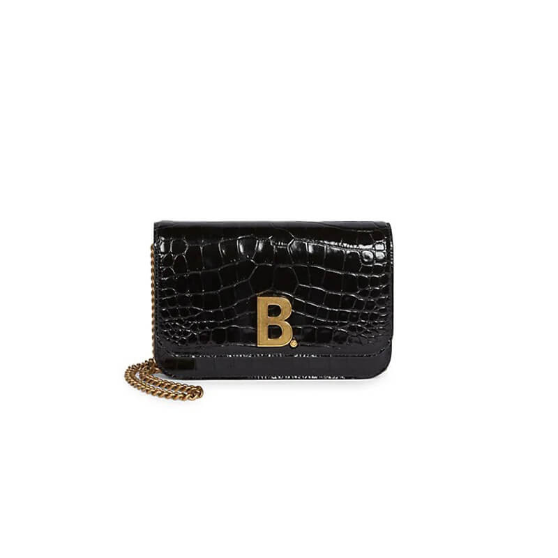 Balenciaga B Croc-Embossed Wallet On Chain