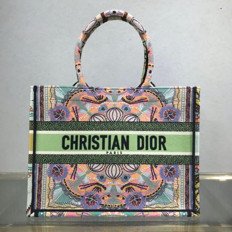 Dior Small Book Tote Multicolor In Lights Embroidery M1296
