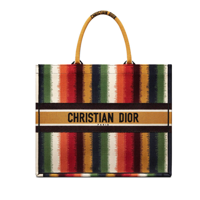 Dior Book Tote Multicolor D-Stripes Embroidery M1286