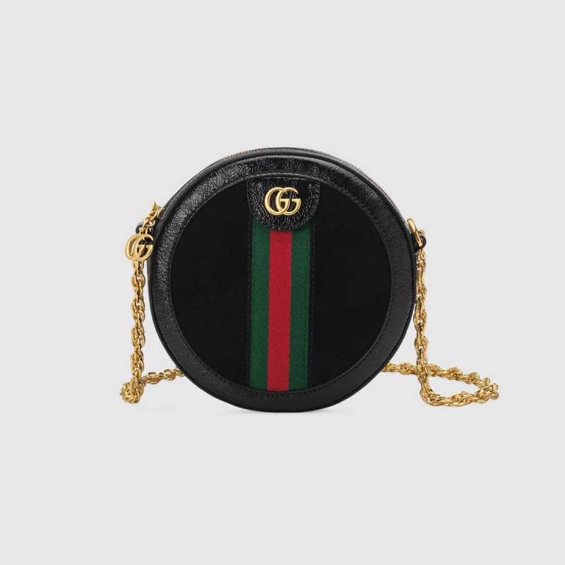 Gucci Suede Ophidia Mini Round Shoulder Bag 550618