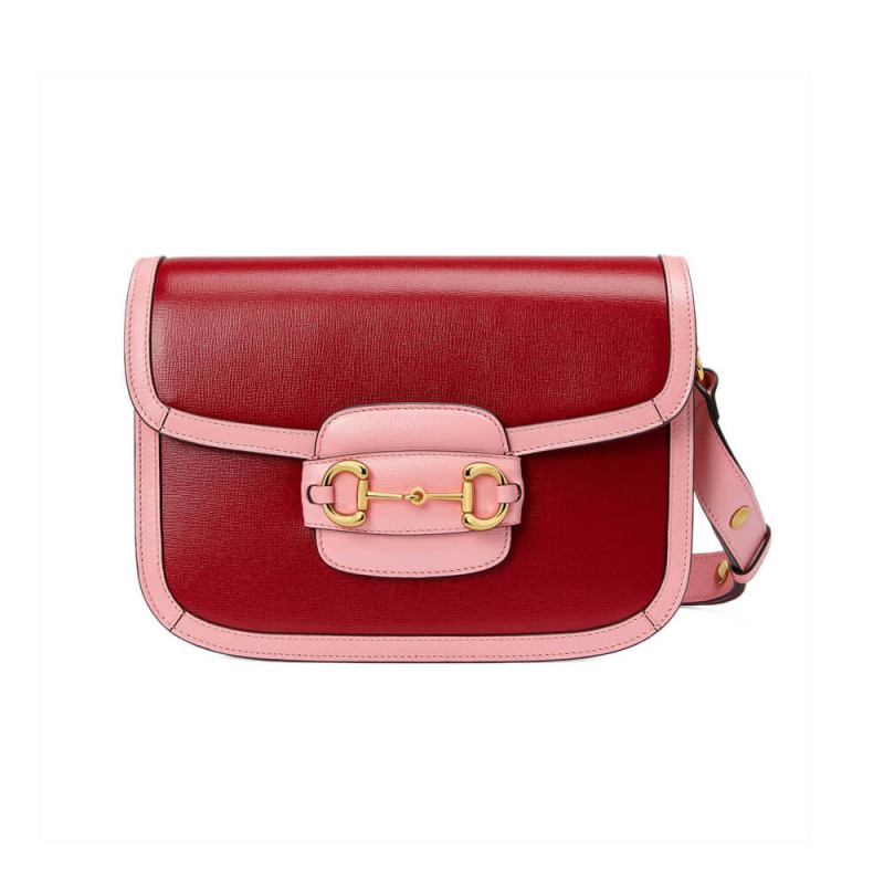 Gucci Horsebit 1955 Small Shoulder Bag 602204 Red and Pink Leather