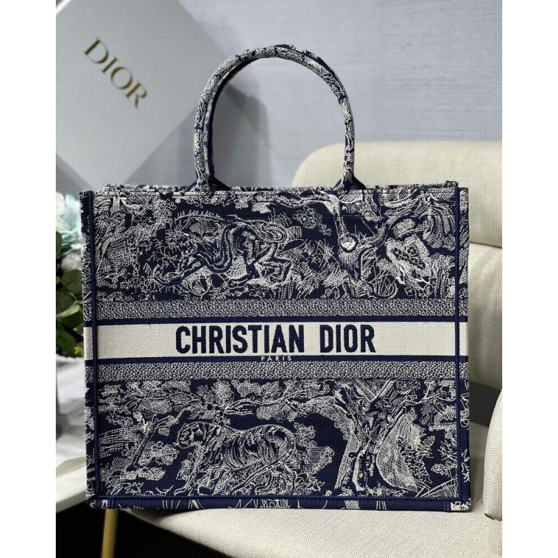 Dior Book Tote Blue Toile de Jouy Reverse Embroidery M1286