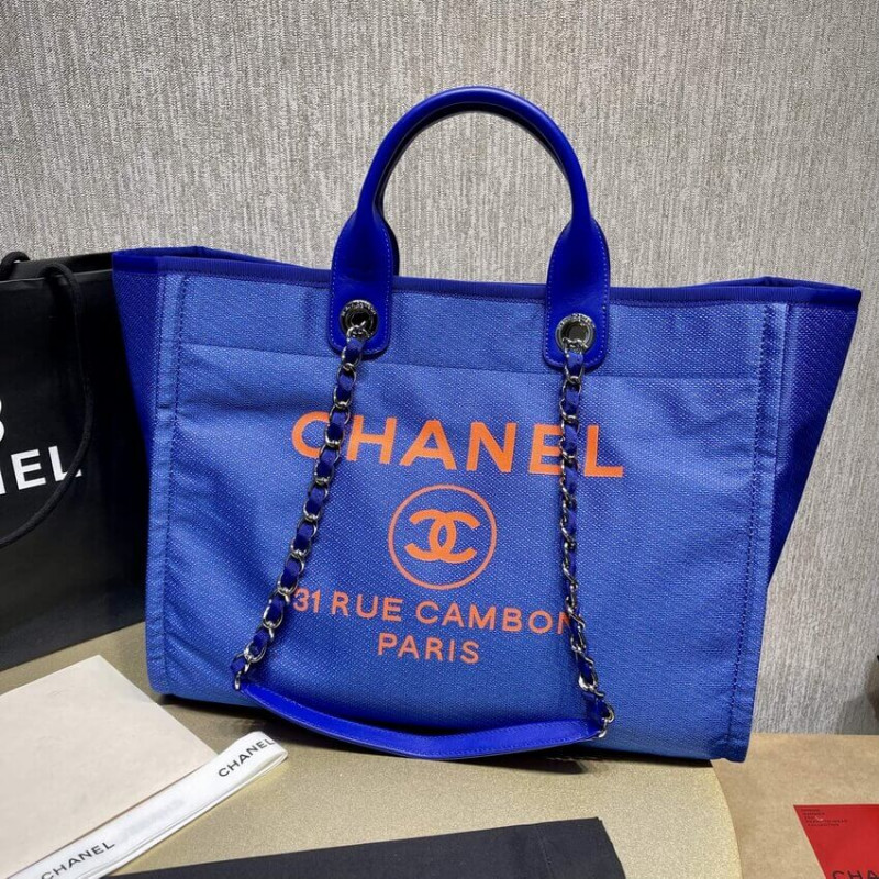 Chanel 21S Deauville Blue Orange Large Shopping Bag A66941