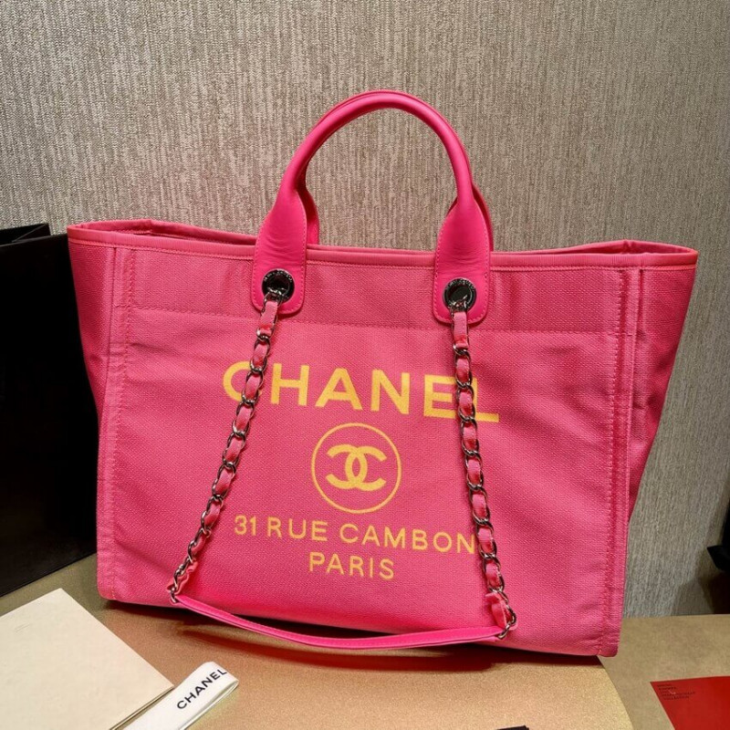 Chanel 21S Deauville Peachblow Yellow Large Shopping Bag A66941