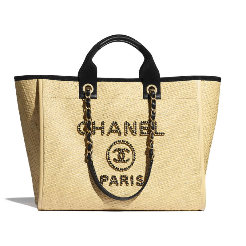 Chanel 21S Deauville Woven Chain Leather Large Shopping Bag A66941