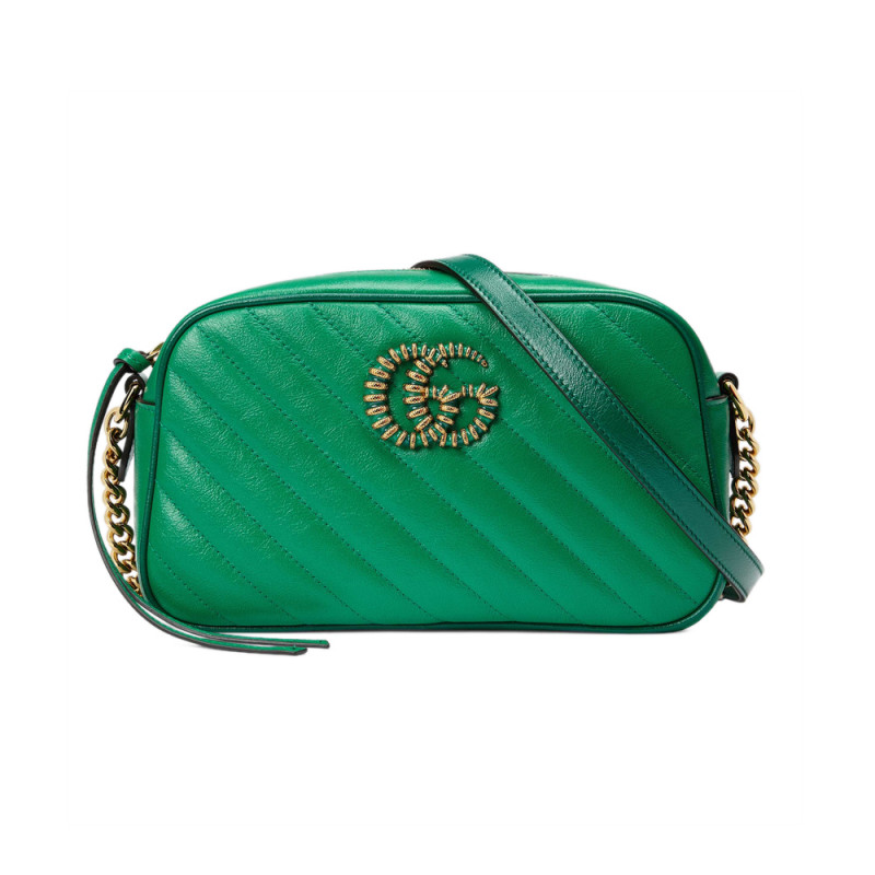 Gucci GG Marmont Small Shoulder Bag 447632 Green and Emerald Leather