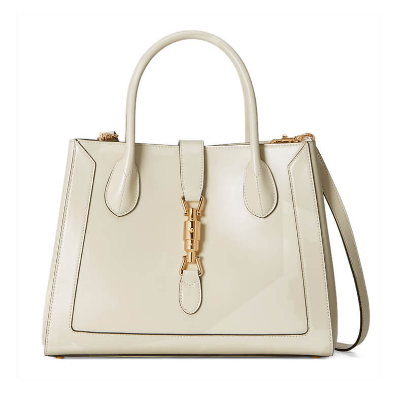 Gucci Jackie 1961 Medium Tote Bag in White Leather 649016