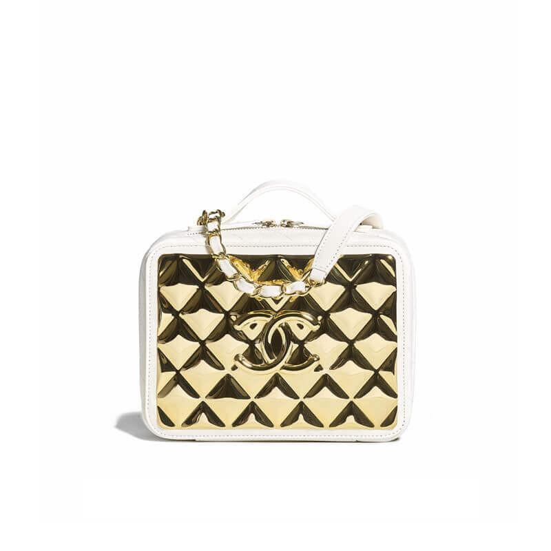Chanel Gold Vanity Case in Lambskin Style AS2900