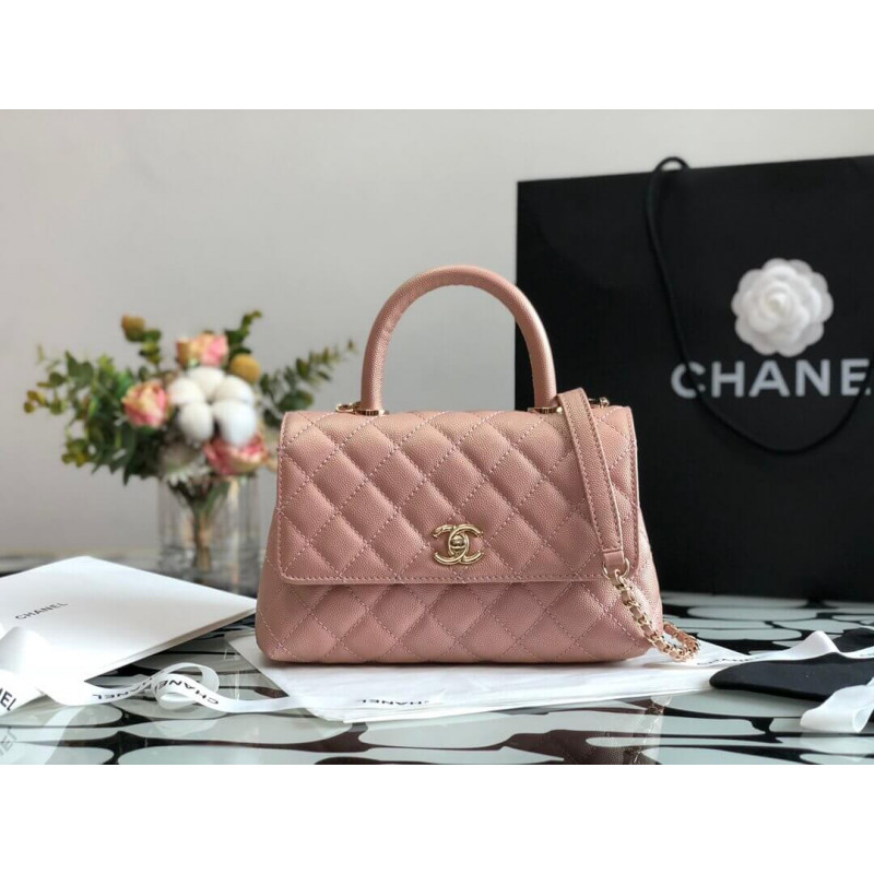 Chanel Grained Calfskin Mini Flap Bag with Top Handle 99003
