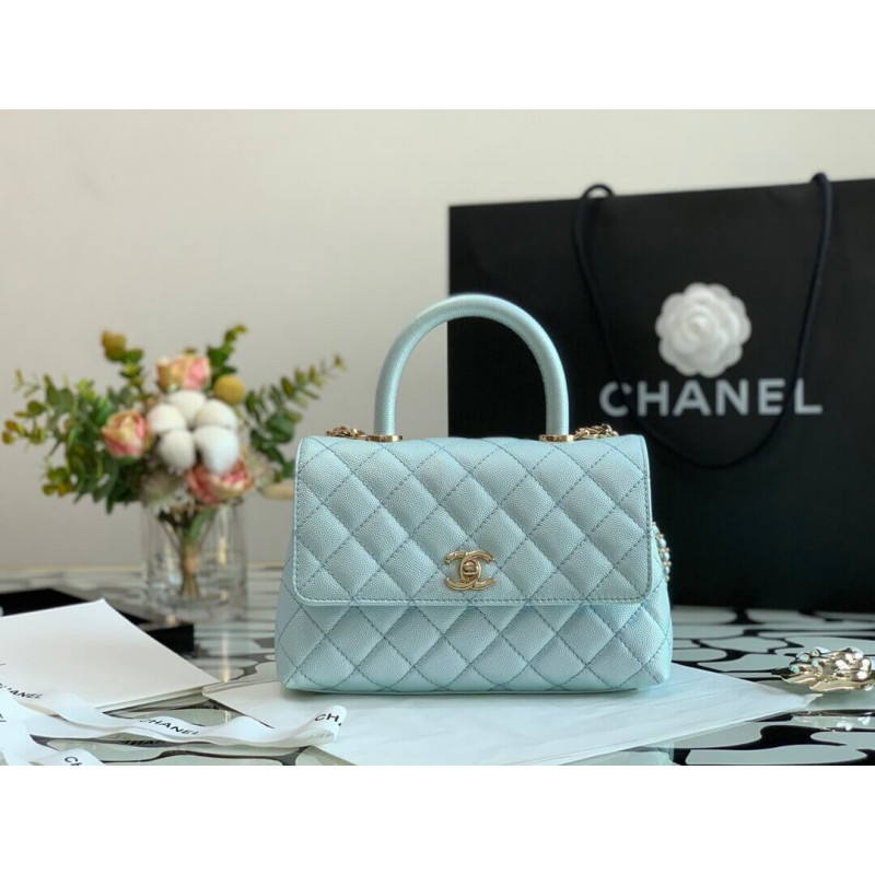Chanel Grained Calfskin Mini Flap Bag with Top Handle 99003