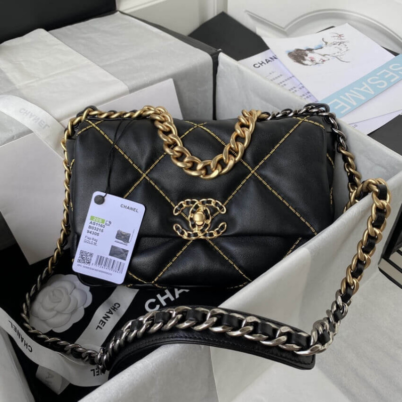 Chanel 19 Flap Bag Black AS1160 B03215