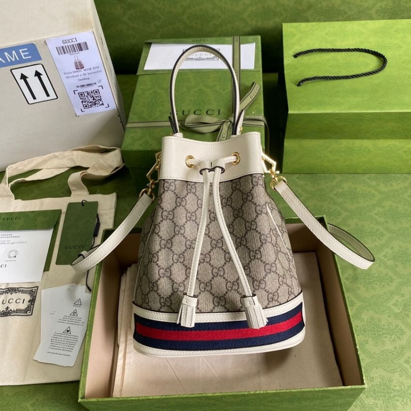 Gucci Ophidia Small GG Bucket Bag 550621 White