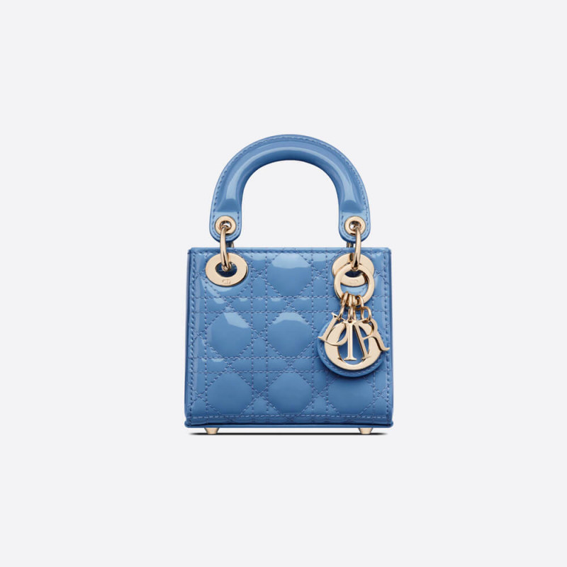 Christian Dior Micro Lady Dior Bag in Patent Cannage Calfskin S0856