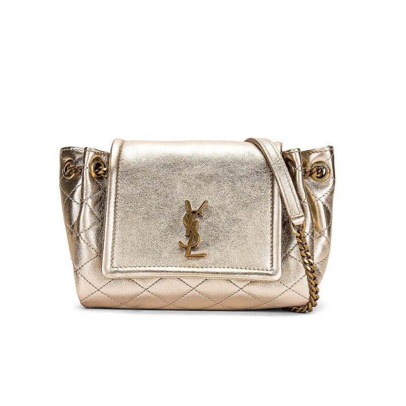 Saint Laurent Nolita Mini Leather Shoulder Bag 672738 Champagne Gold