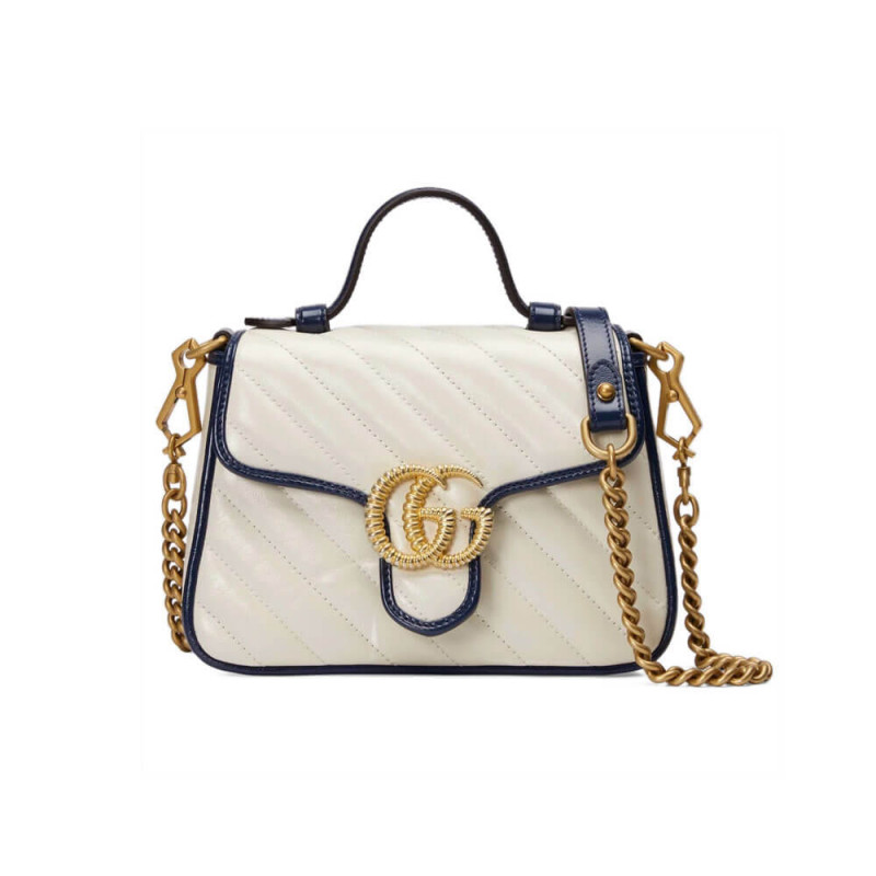 Gucci GG Marmont Mini Top Handle Bag 583571 White