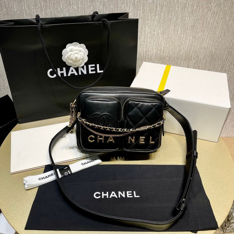 Chanel Calfskin Leather Camera Case AS2924 Black