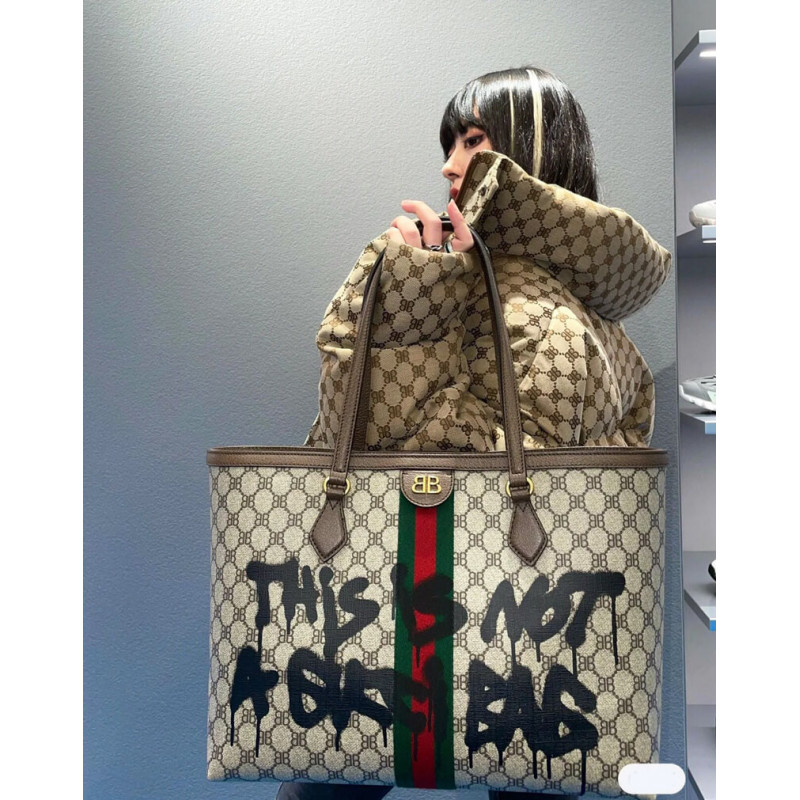 Balenciaga x Gucci Hacker Graffiti Medium Tote Bag 680125