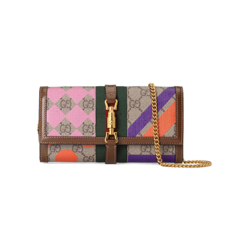 Gucci Jackie 1961 Chain Wallet 652681 With Geometric Print