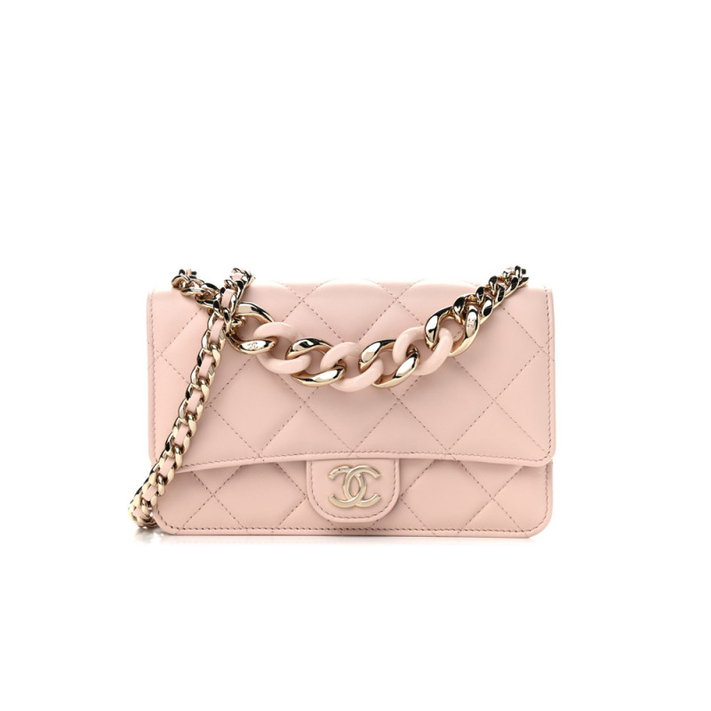 Chanel Lambskin Plexi Quilted Wallet On Chain WOC AP2377