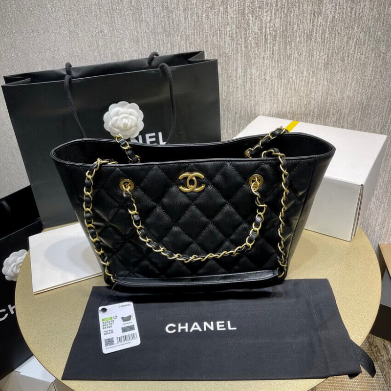 Chanel Grained Calfskin Shopping Tote Bag AS2030 Black