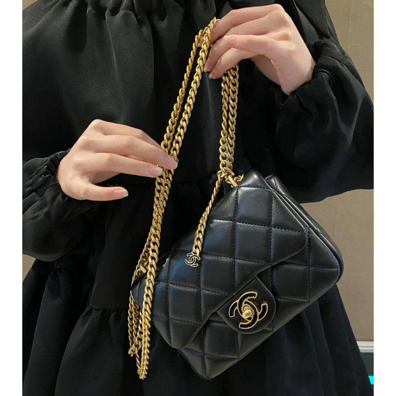 Chanel Mini Flap Bag in Lambskin with Enamel CC AS3113