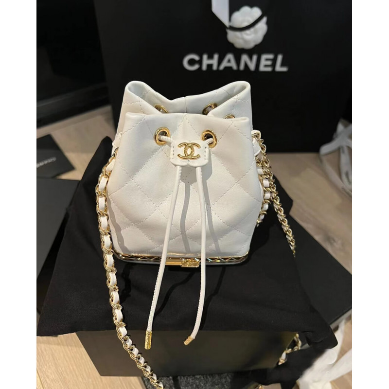 Chanel Small Bucket with Chain in Lambskin AP2750