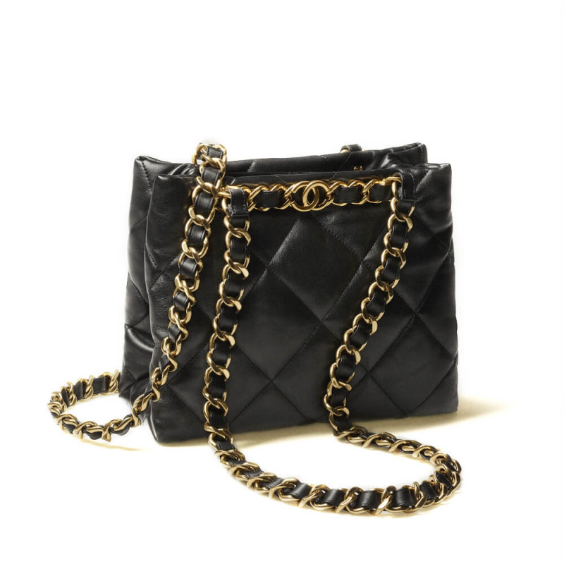 Chanel Small Tote in Black Lambskin AS3502