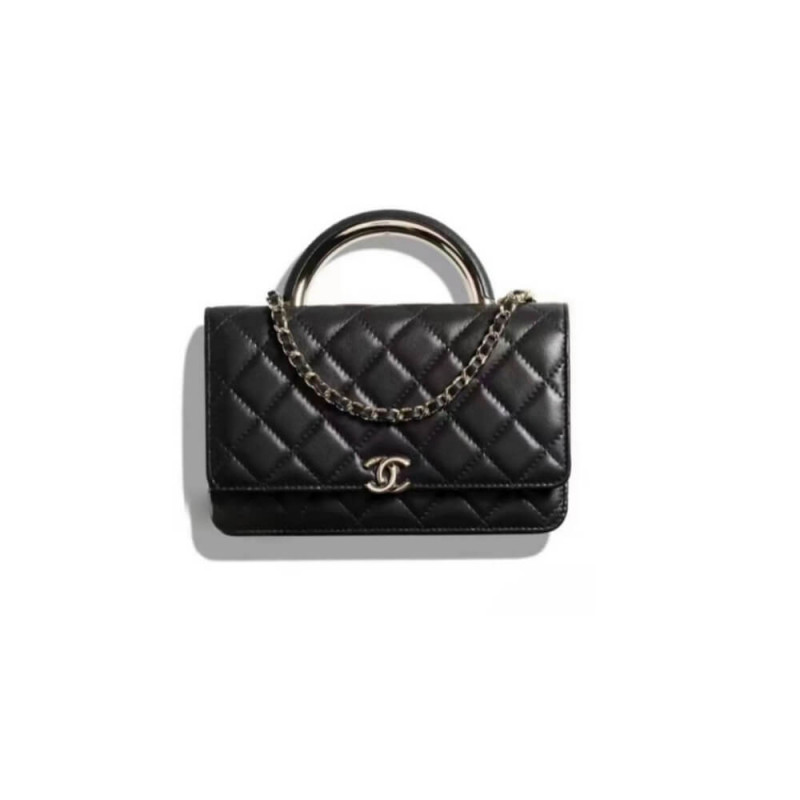 Chanel Wallet On Chain Top Handle Lambskin WOC AP2844 Black